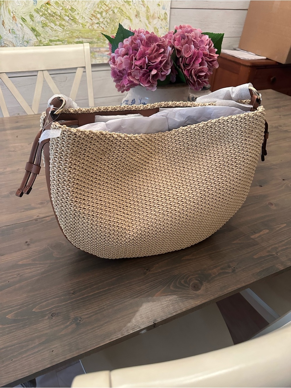 Kate Spade Pinch Straw Shoulder Bag